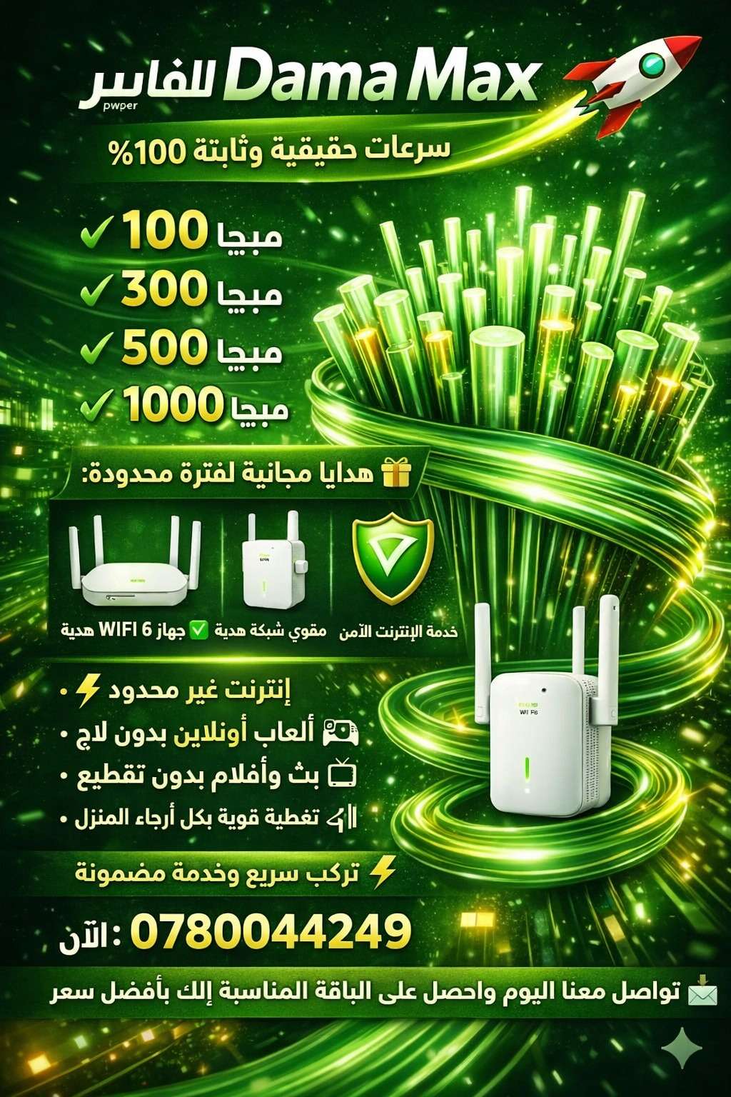 أسرع إنترنت فايبر للمنزل في الأردن – سرعات تصل إلى 1000 ميجا